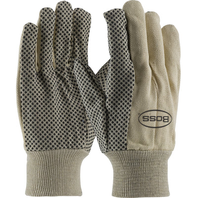 Boss 91-910PD Premium Grade 100% Cotton Canvas Glove with PVC Dotted Grip on Palm, Thumb and Index F