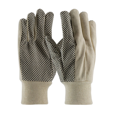 PIP 91-910PDI Economy Grade CottonPolyester Canvas Glove with PVC Dotted Grip on Palm, Thumb and Ind