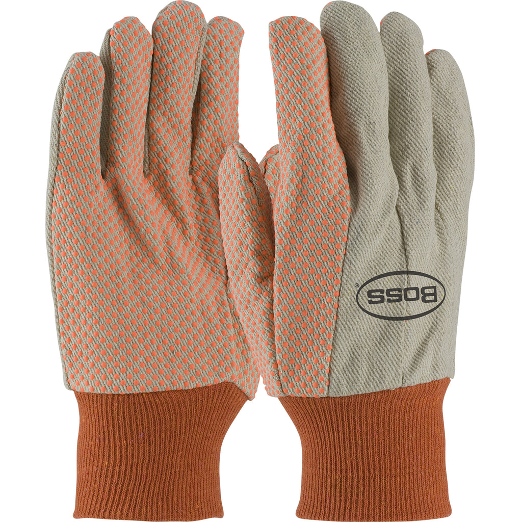PIP 91-910PDO 10oz Premium Grade Cotton Canvas Glove with PVC Dotted Grip on Palm Safety Glove, Mens (One Dozen)