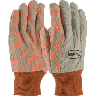 PIP 91-910PDO 10oz Premium Grade Cotton Canvas Glove with PVC Dotted Grip on Palm Safety Glove, Mens (One Dozen)