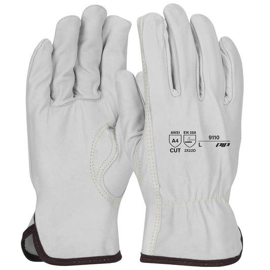 a pair of white cut-resistant drivers gloves from West Chester brand