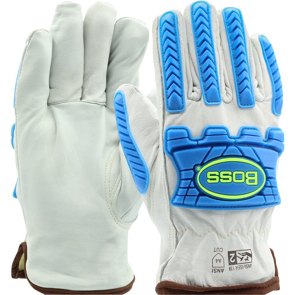 Boss 9120 Top Grain Sheepskin Leather with Impact Protection and Aramid Blend Lining Drivers Glove (1 Pair)