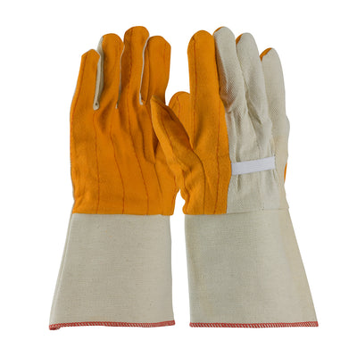 PIP 93-578G Premium Grade Chore Glove with Double Layer Palm, Canvas Back and Nap-Out Finish - Rubbe