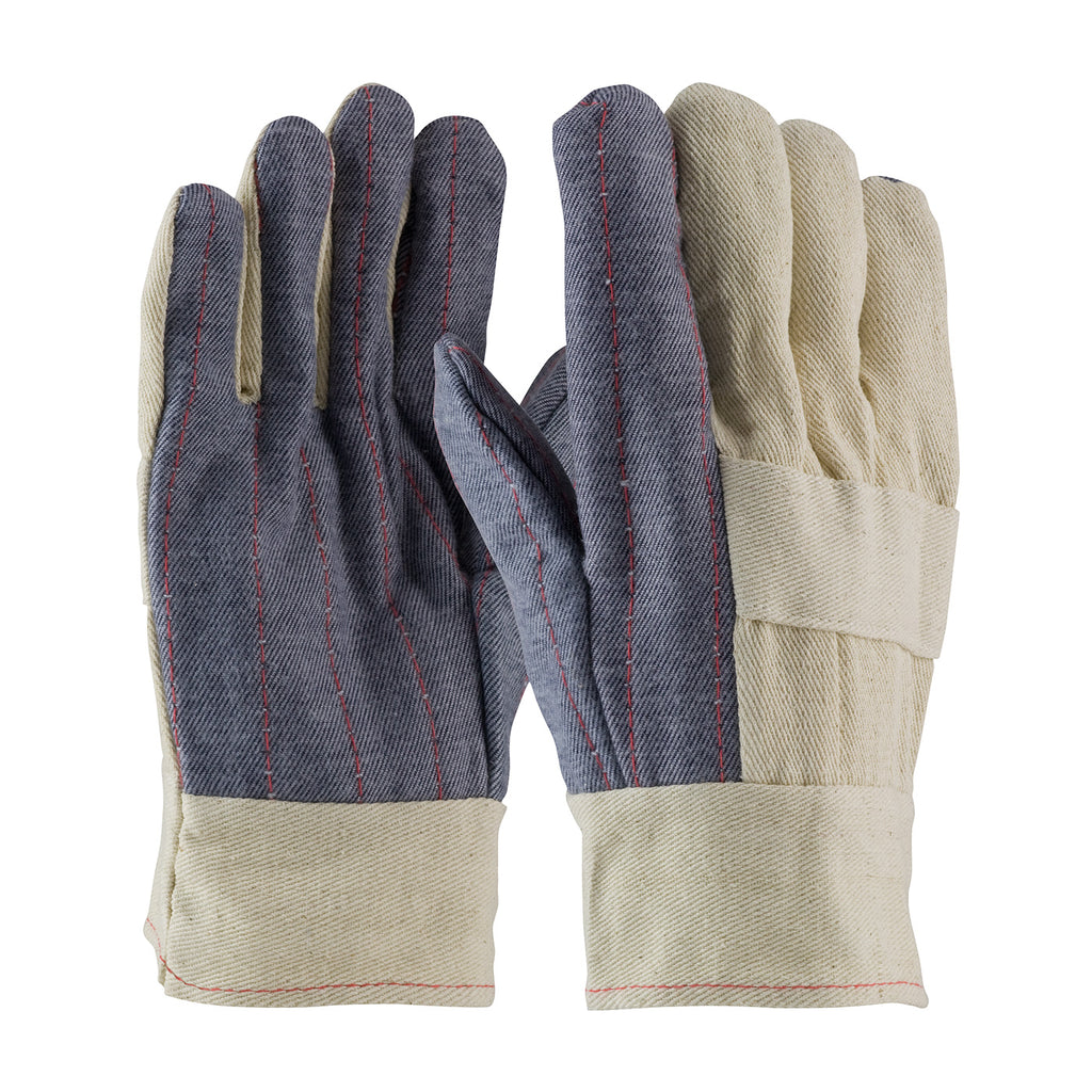 PIP 94-934 34oz Premium Grade with Three-Layers of Cotton Canvas and Denim Palm Hot Mill Safety Glove, Mens (One Dozen)