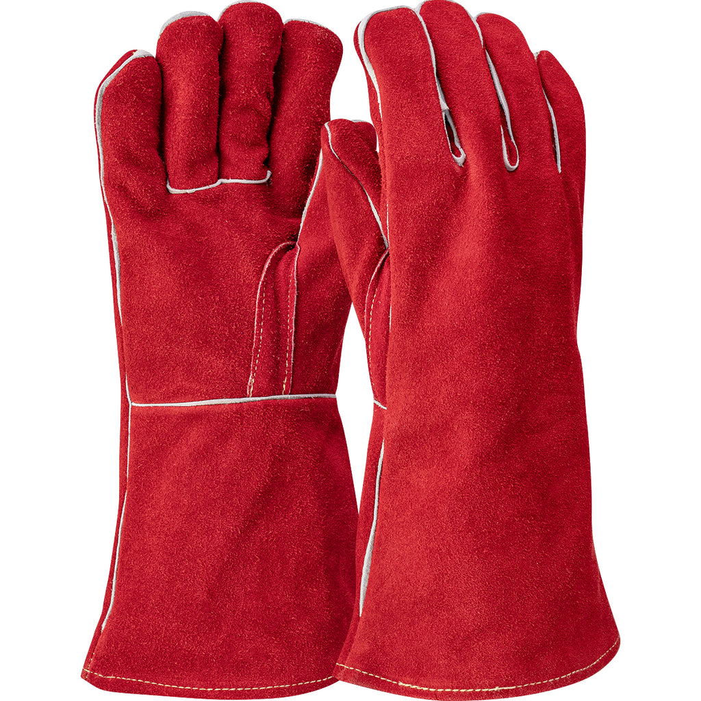 West Chester 9400 Ironcat Select Shoulder Split Cowhide Leather Welder's Glove with Cotton Liner and Kevlar Stitching Red (One Dozen)