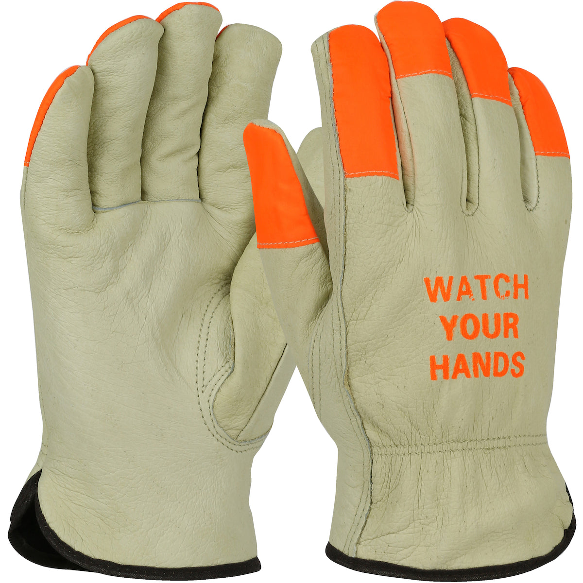 West Chester 994KOTP Premium Top Grain Pigskin Leather with Thermal Lining and Hi-Vis Fingertips and Logo Keystone Thumb Driver Gloves (One Dozen)