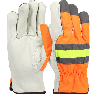 West Chester HVO990K High-Viz Grain Cowhide Leather Driver Gloves (One Dozen)