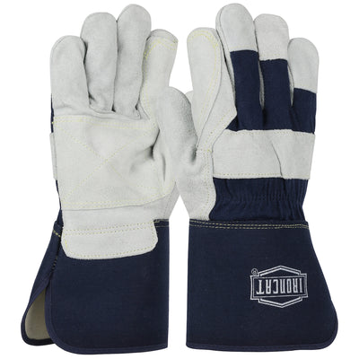 PIP IC8DP Iron Cat Ironcat Premium Leather Double Palm with Knuckle Strap Gauntlet Cuff Safety Glove (One Dozen)