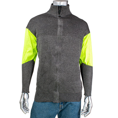 Kut Gard J100SP-3CM-HVB-TL Blended Cut Resistant Jacket with Hi-Vis Sleeves and Thumb Loops