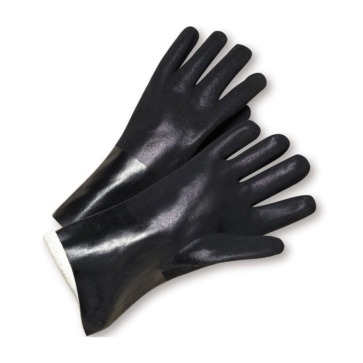 PIP J1027RF 12" Length PVC Dipped with Jersey Liner and Rough Sandy Finish Safety Glove(One Dozen)