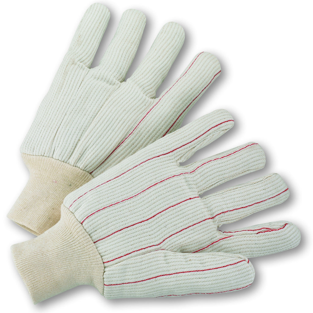PIP K81SCNCI Polyester/Cotton Corded Double Palm Glove with Nap-In Finish Natural Knit Wrist Safety Glove(One Dozen)
