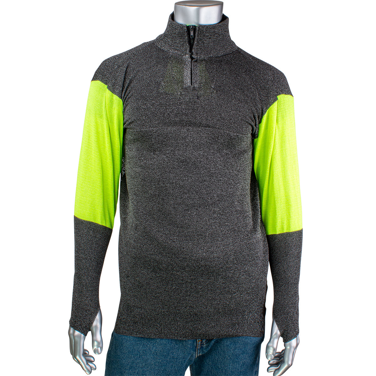 Kut Gard PJG145-3CM-HVB-TH Blended Cut Resistant 1/4 Zip Pullover with Thumb Holes