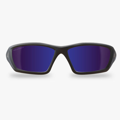 Edge Eyewear Robson TXRAP418 Black Frame, Polarized Aqua Precision Blue Mirror Lens Safety Glasses