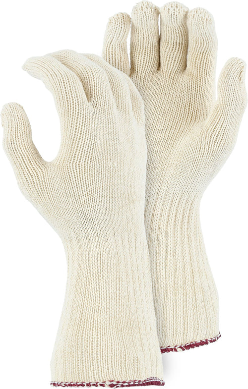 Majestic 3403EL Medium Weight 100% Cotton Knit Glove with Extra Long Cuff, White Size X-Large