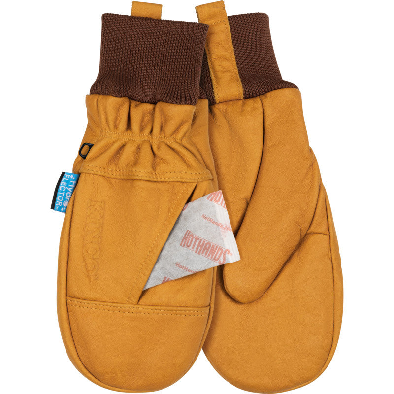 Kinco 1381KWHT HydroFlector™ Lined Waterproof Premium Grain Buffalo Mitt with Heat Pack Pocket