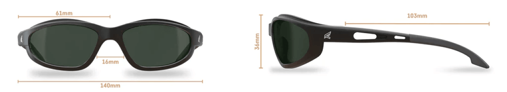 Edge Eyewear TSM216 Black Frame, Polarized Smoke Lens Glasses