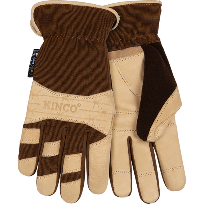 Kinco Pro 2104CR CutFlector Defender Premium Grain Buffalo Synthetic Hybrid Leather Reinforced Fingertips, Flexible Wing Thumb Design Glove (3 Pair)
