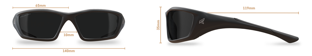 Edge Eyewear Robson TXR416 Black Frame, Polarized Smoke Lens Safety Glasses