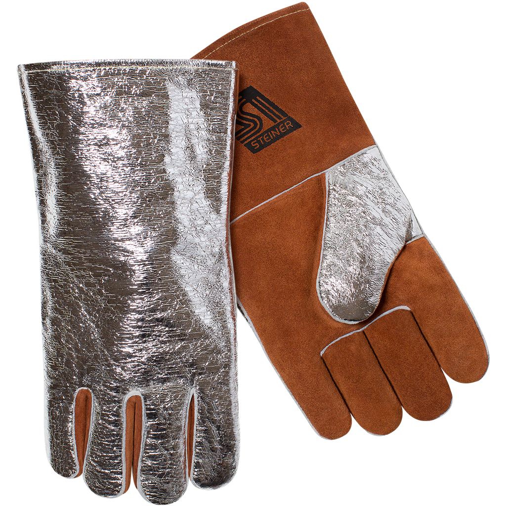 Steiner 02122 Heat Resistor™ Premium Side Split Cowhide Aluminized Back & Thumb Stick Welding Gloves