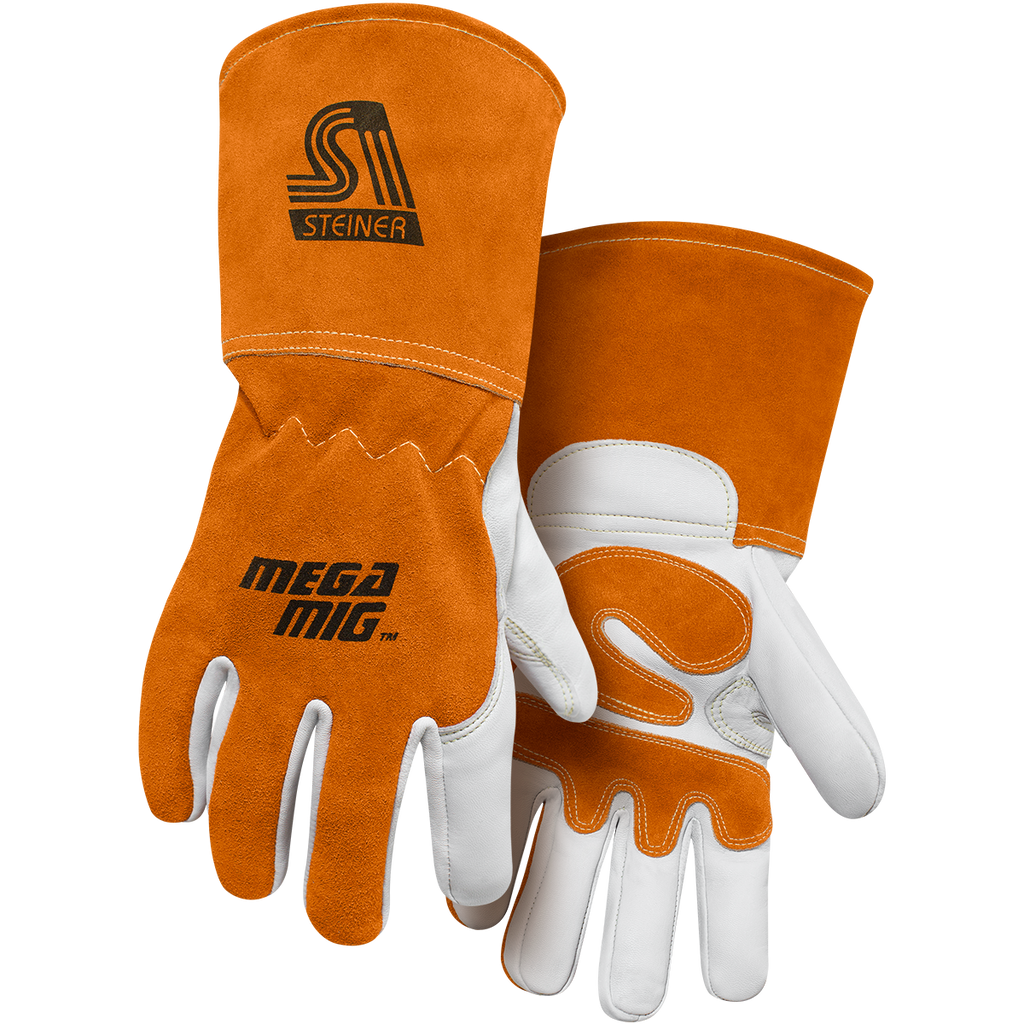 Steiner 0215 MegaMIG™ Premium Heavyweight Grain Goatskin With Split Cowhide Back MIG Welding Gloves (Pair)