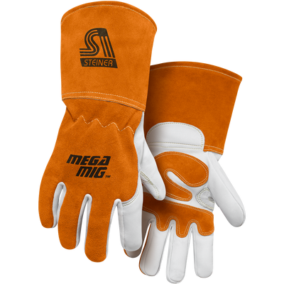 Steiner 0215 MegaMIG™ Premium Heavyweight Grain Goatskin With Split Cowhide Back MIG Welding Gloves (Pair)