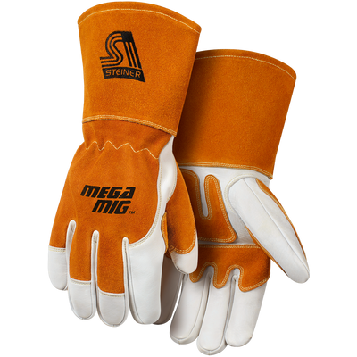 Steiner 0216 MegaMIG™ Premium Grain Cowhide With Split Cowhide Back Reverse Grain Goatskin Reinforcements MIG Welding Gloves (Pair)