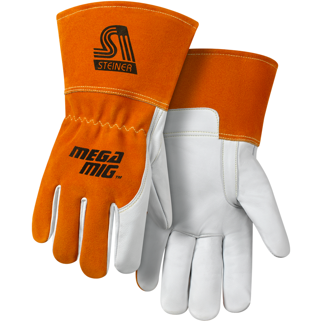 Steiner 0232 Premium Heavyweight Grain Goatskin With Split Cowhide Back MIG Welding Gloves (Pair)