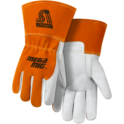 Steiner 0232 Premium Heavyweight Grain Goatskin With Split Cowhide Back MIG Welding Gloves (Pair)