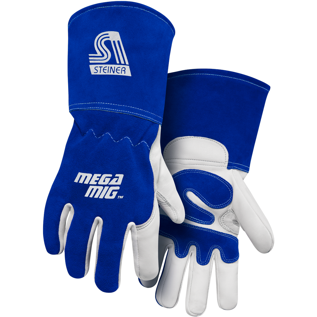 Steiner 0255 MegaMIG™ Premium Heavyweight Grain Goatskin With Split Cowhide Back MIG Welding Gloves (Pair)