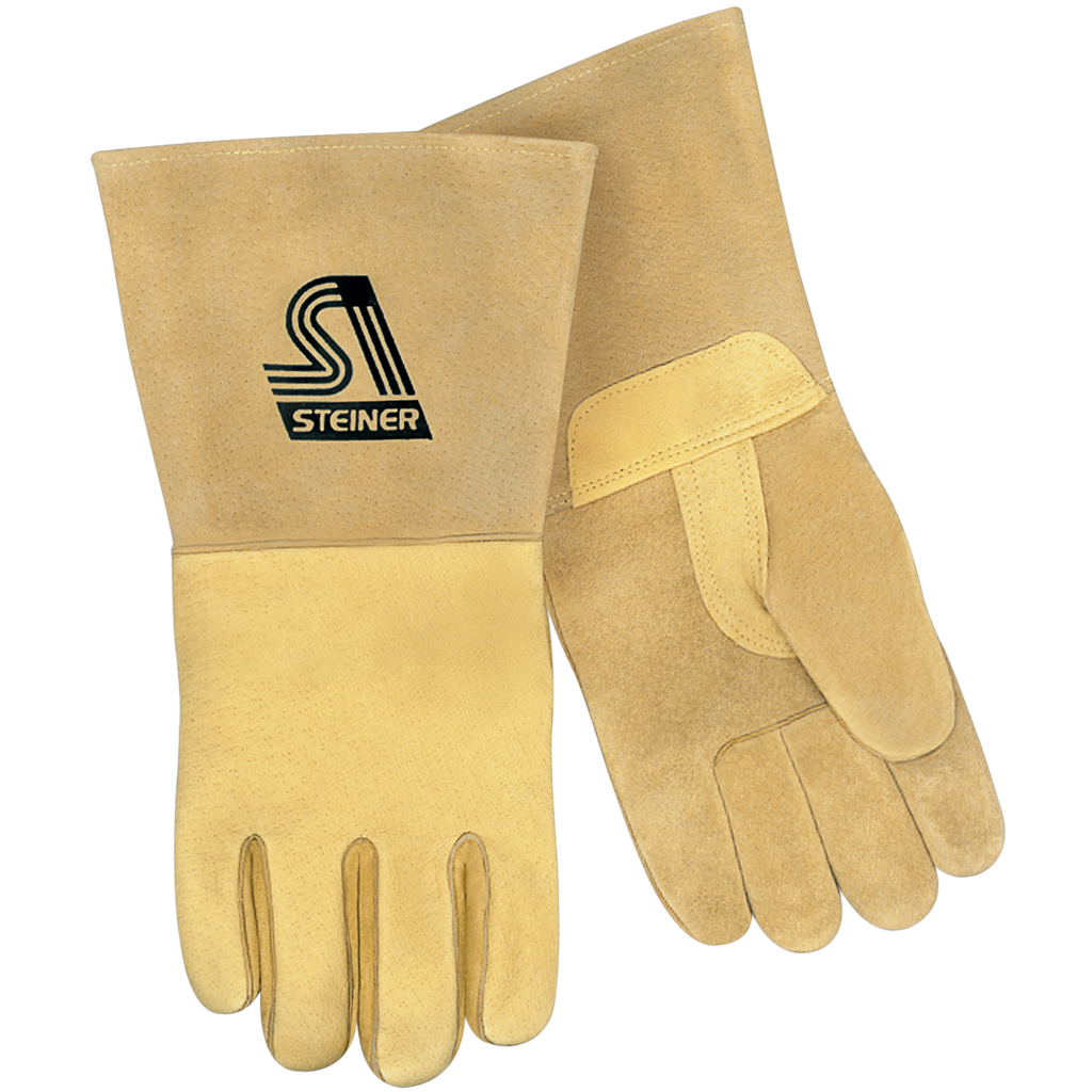 Steiner P750 Premium Reverse Grain Pigskin MIG Welding Gloves - Unlined Palm, Thermocore™ Foam Back (Pair)