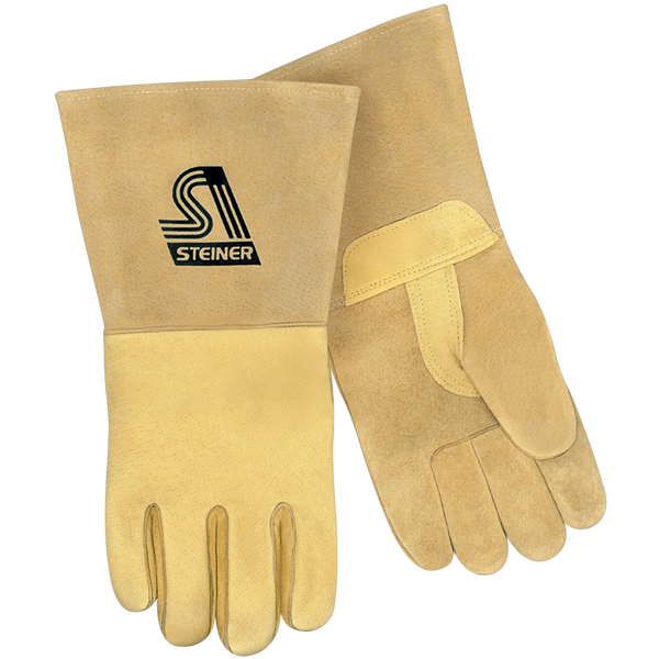 Steiner P750 Premium Reverse Grain Pigskin MIG Welding Gloves - Unlined Palm, Thermocore™ Foam Back (Pair)