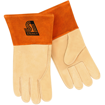 Steiner P210K Premium Grain Pigskin MIG Welding Gloves - Para-Aramid Lined Palm, Long Cuff (Pair)
