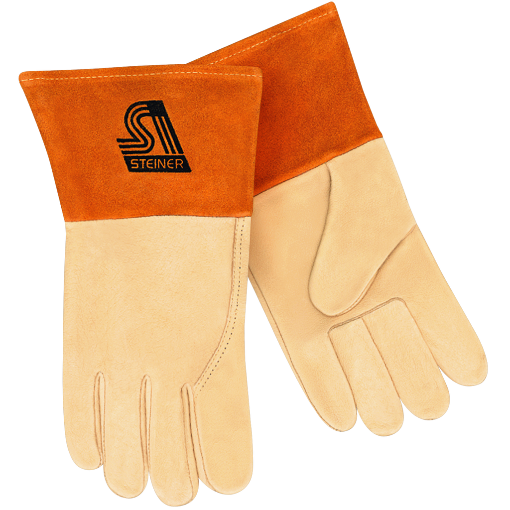 Steiner P210 Premium Grain Pigskin MIG Welding Gloves - Unlined, Long Cuff (Pair)