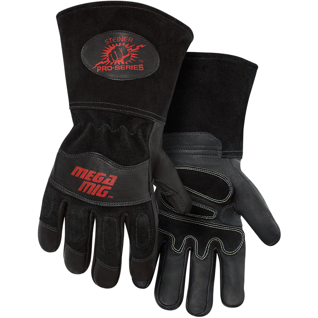 Steiner 0235 Pro-Series™ MegaMIG™ Premium Heavyweight Grain Goatskin & Split Cowhide Back MIG Welding Gloves (Pair)