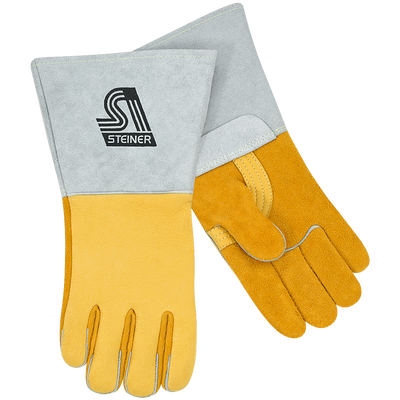 Steiner 8502 Premium Grain Elkskin Back, Reverse Grain Elkskin Palm Stick Welding Gloves - ThermoCor