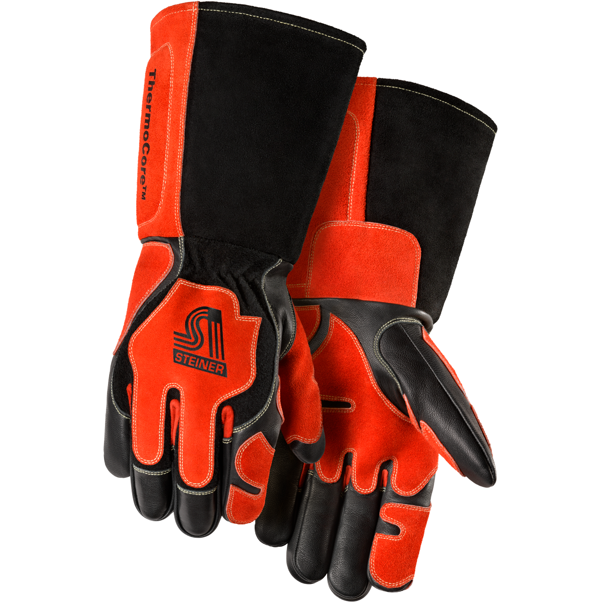 Steiner 0300 Premium Heavyweight Grain Goatskin With Side Split Cowhide Back, Reverse Goatskin Reinforcements MIG/Stick Welding Gloves (1 Pair)