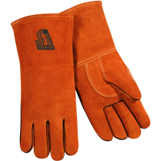 02719 Premium Side Split Cowhide Stick Welding Gloves Thermocore Foam Lined Straight Thumb (Pair)