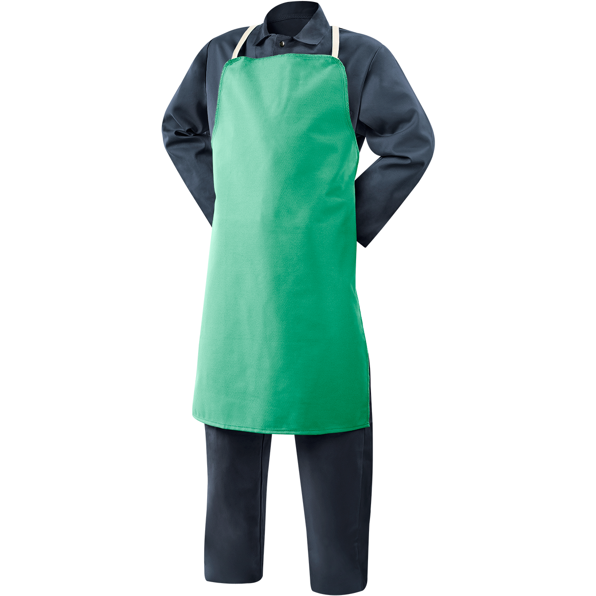 Steiner 10325 9 oz FR Cotton Bib Apron - 36" Green (Each)