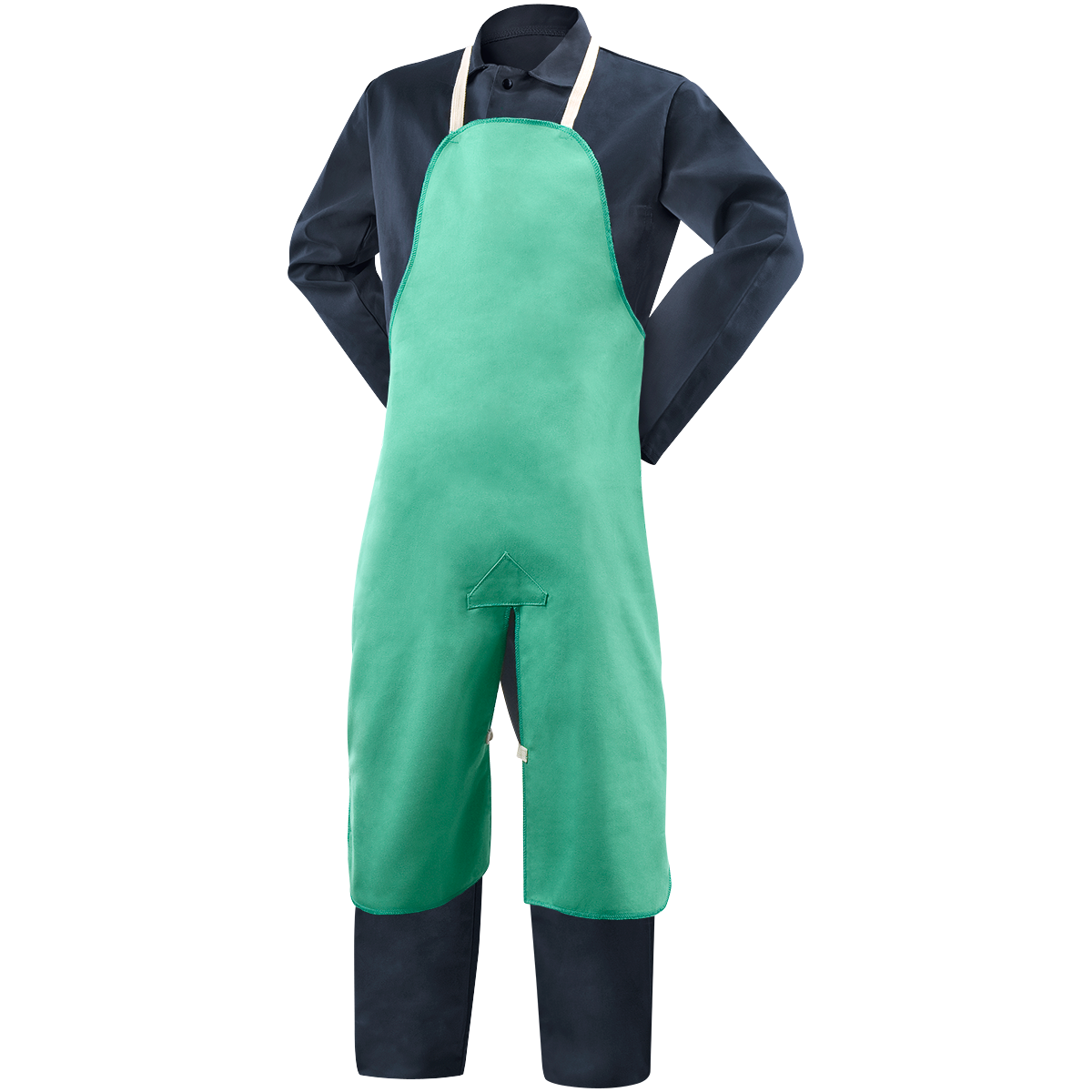 Steiner 10336 9 oz FR Cotton Split Leg Bib Apron - 40" Green (Each)