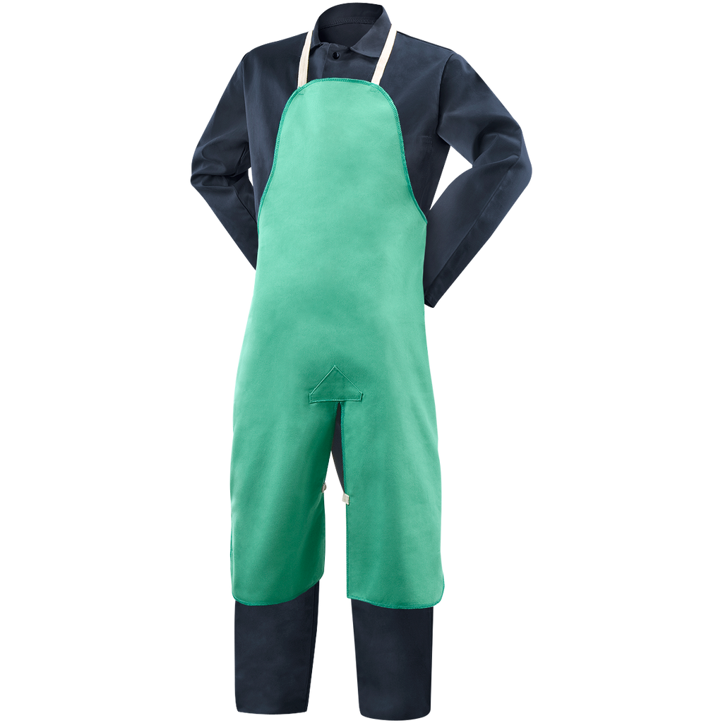 Steiner 10336 9 oz FR Cotton Split Leg Bib Apron - 40" Green