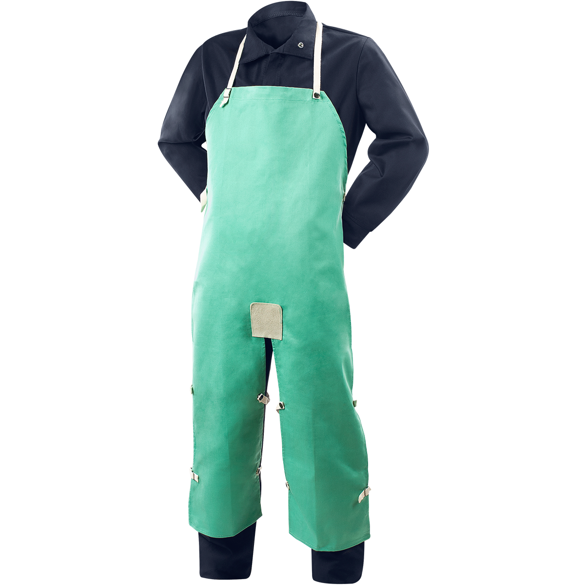 Steiner 10372 9 oz FR Cotton Split Leg Bib Apron - 48" Green (Each)