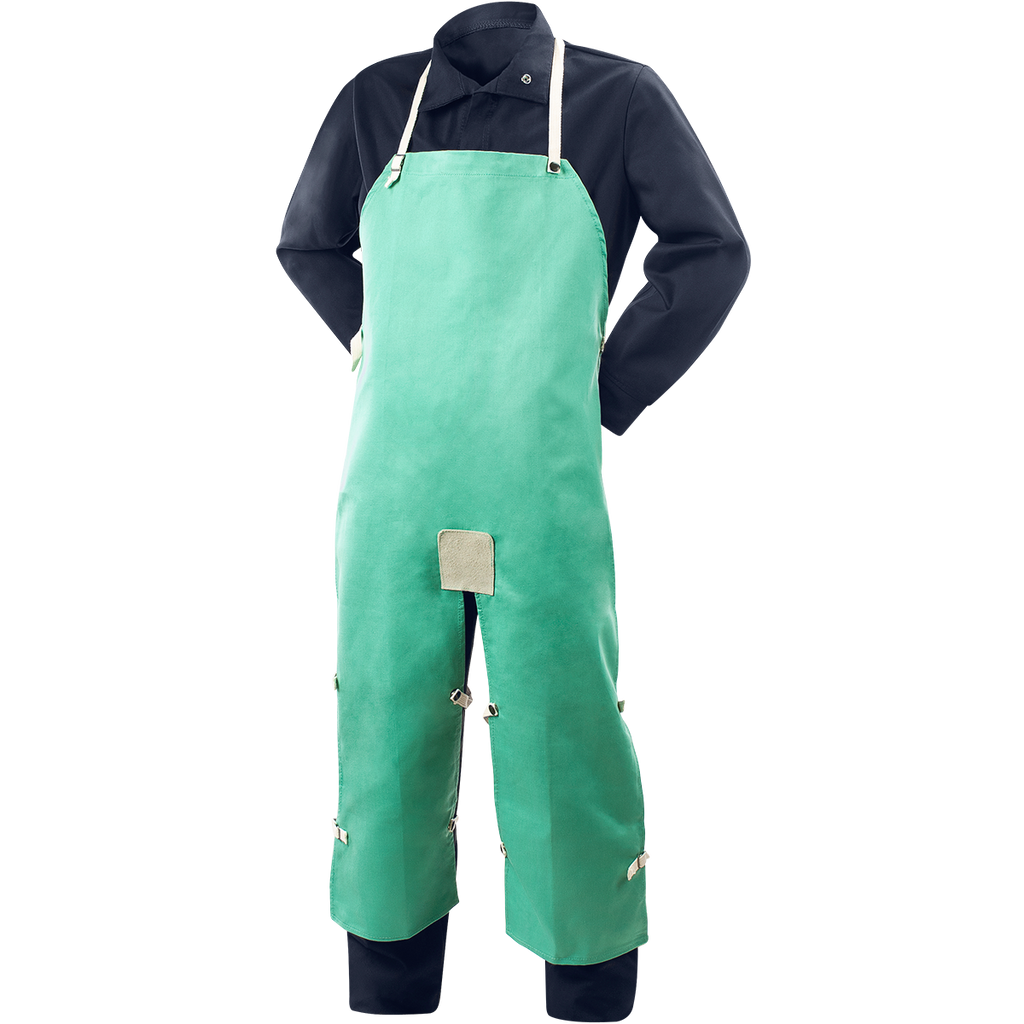 Steiner 10372 9 oz FR Cotton Split Leg Bib Apron - 48" Green