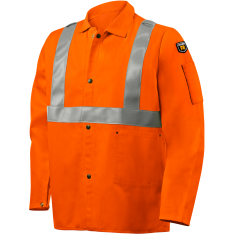 1040RS 9 oz FR Cotton Jacket - 30" Orange With FR Silver Reflective Stripes
