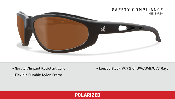 Edge Eyewear Dakura TSM215 Black Frame, Polarized Copper Driving Lens Glasses