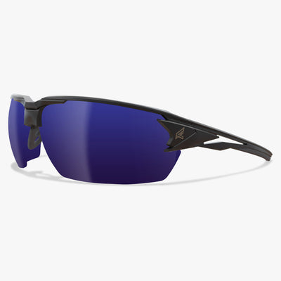 Edge Eyewear Pumori XPAP418 Matte Black Frame Color, Aqua Precision Blue Mirror Lens Color Safety Glasses