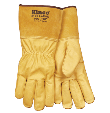 Kinco 0129 Tig Welders Golden Premium Full Grain Pigskin Heat-Resistant Gloves (3 Pair)