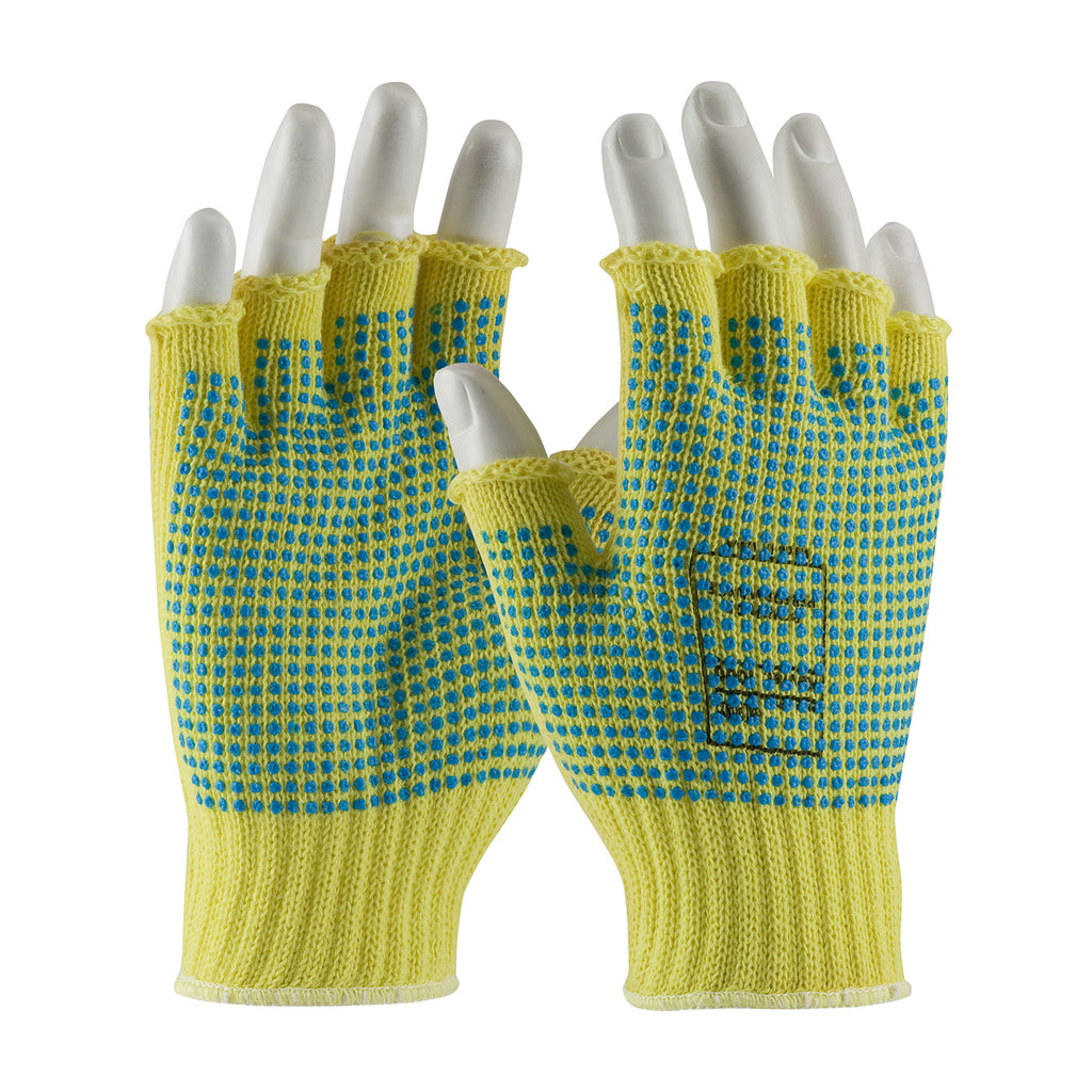 PIP 08-K259PDD Kut Gard Seamless Knit Kevlar Glove with Double-Sided PVC Dot Grip - Half-Finger (One Dozen)