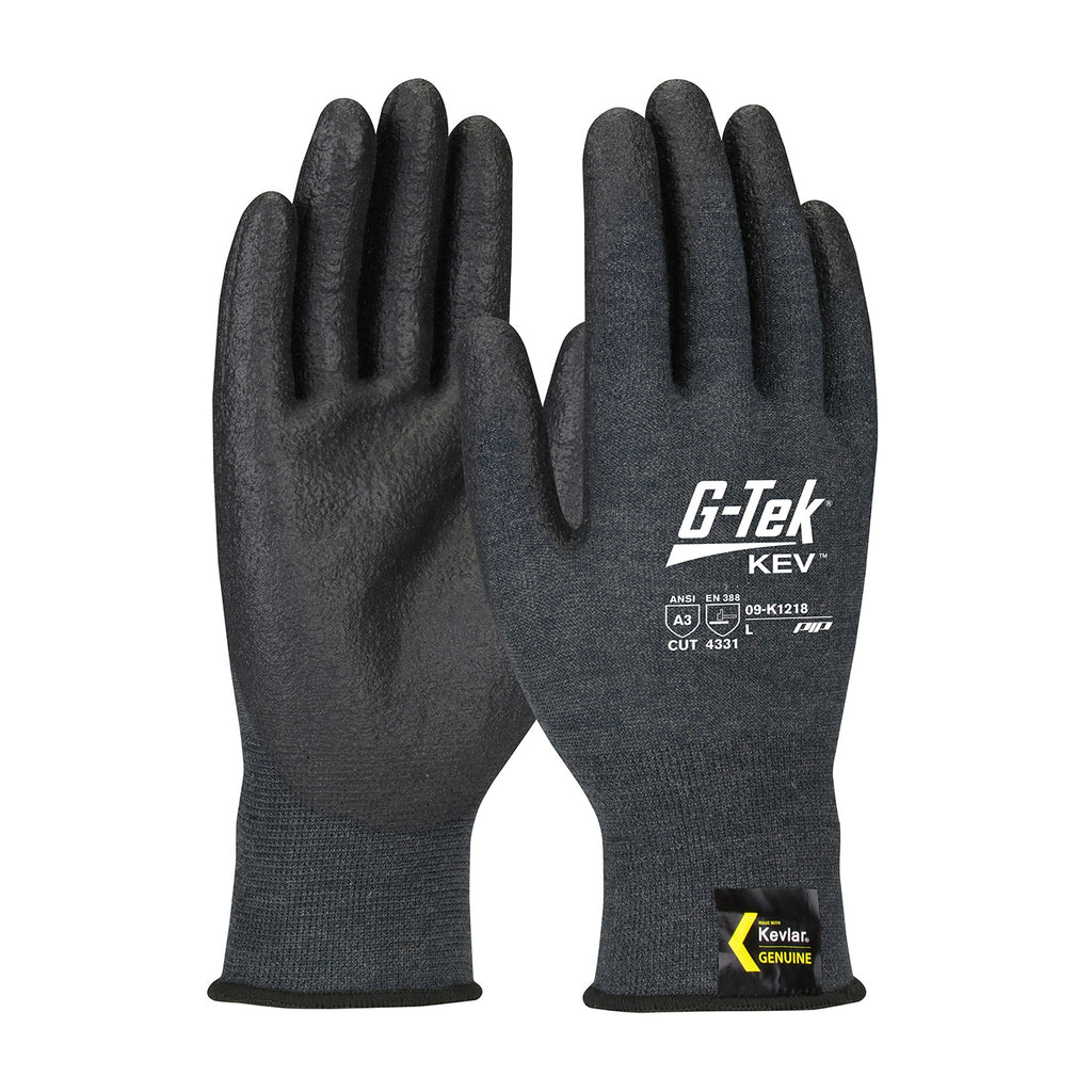PIP 09-K1218 G-Tek KEV Seamless Knit Kevlar Blended Glove with NeoFoam Coated Palm and Fingers - Touchscreen Compatible (One Dozen)