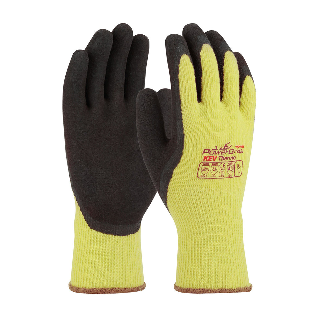 PowerGrab KEV 09-K1350 Thermo Seamless Knit Kevlar/Acrylic Glove with Latex Coated MicroFinish Grip on Palm and Fingers (One Dozen)