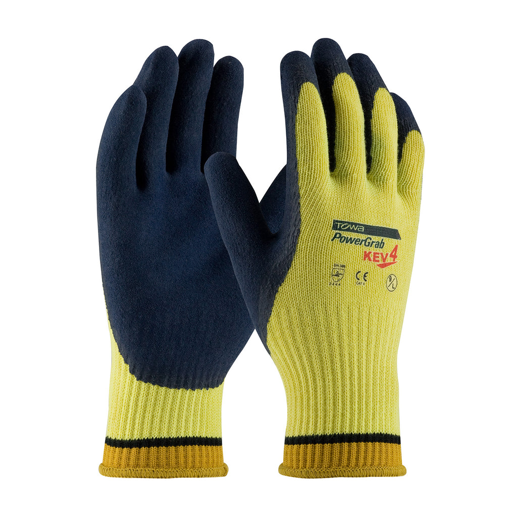 PIP 09-K1444 PowerGrab KEV4 Seamless Knit Kevlar Glove with Latex Coated MicroFinish Grip on Palm and Fingers (One Dozen)